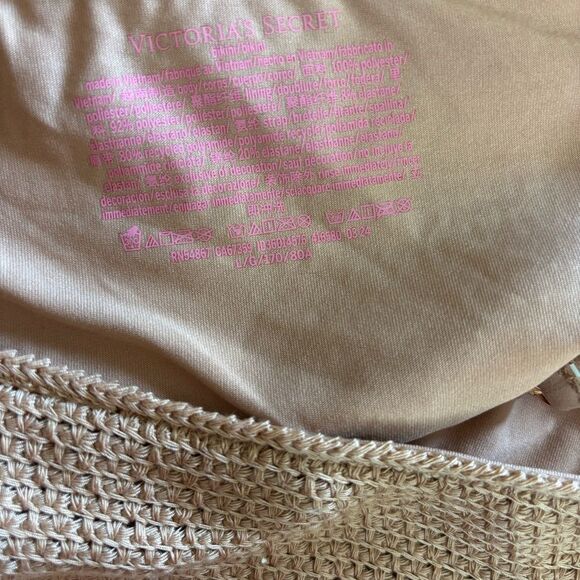 Victoria's Secret Swim Beige Tan Crochet Triangle Bikini Size Large - Picture 13 of 14